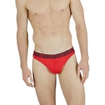 Emporio Armani Men's The New ICON Essential Microfiber Thong Panties, Rosso LACCA, M