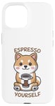 Coque pour iPhone 15 Espresso Yourself, drôle de chien Shiba et amateur de café