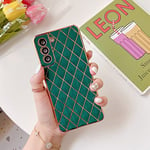 ZTOFERA Compatible with Samsung Galaxy S22 Plus 5G Case, Silicone Shockproof Protective Bumper Case Plating Diamond-Shaped Pattern Girls Women Soft Phone Cover for Samsung S22+ 5G, Dark Green