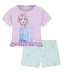 Disney Pyjama Fille, Pyjama Short Fille, Pyjama Stitch Princesses Belle Ariel Cendrillon Elsa Moana Jasmine Raiponce Simba Roi Lion Minnie Enfant 2-14 Ans (Lilas Elsa, 11-12 Ans)