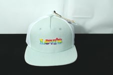 LEVI'S® PRIDE MESH BACK BASEBALL HAT LIGHT BLUE DENIM CAP MULTICOLOUR LOG