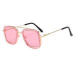 2020 Children Sunglasses Kids Child Metal Frame Sun Glasses Pilot Square Girls Boys Steampunk Eyeglasses Shades (Lenses Color : Gold pink)