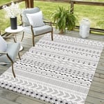 Vamcheer Tapis Salon Lavable 120x170 - Grand Tapis Salle a Manger,Moquette Chambre/Descente de Lit,Tapis de Sol Lavable en Machine,Tapis terrasse, Couloir,Antidérapant et résistant,Noir/Blanc