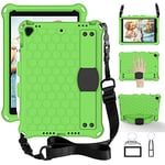 GrimClub Étui pour iPad 9/8/7 10,2" Eva Shock Proof Light Weight Professional Kids Case avec Support de Stylo et dragonne Vert