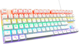 Keyz Mercury Tkl Clavier Mécanique Gamer 87 Touches Filaire Usb Azerty Français,Rétro-Éclairage Led Multicolore-Gaming Compact Sans Pavé Numérique Pc/Ps4/Ps5/Xbox Nouveau 2022,Blanc