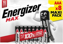 Energizer AAA MAX Alkaline Power Batteries LR03 MX2400 MN Longest Expiry PACK 8