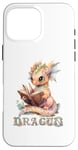 Coque pour iPhone 16 Pro Max Bébé dragon mignon à lire | Fantasy | Jeu de rôle | Dragon