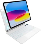 Clavier Pour Ipad 10E G?n?ration 10.9 2022 Avec Pav? Tactile, Design ? Suspension Magn?tique, ?clairage Color? ? 7 Couleurs, Clavier Ipad 10 Eme Generation-Azerty, Magic Keyboard, Blanc