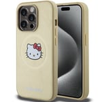 Hello Kitty Kotelo iPhone 15 Pro Max 6.7 kulta hardcase Nahka Kitty Kotelo Head MagSafe varten