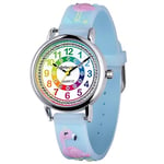 Delycazy Montre Enfant, 12 et 24 Heures Mouvement à Quartz Montre pour Enfants Fille Garçon, Cadeau Fille Garçon 4 5 6 7 8 Ans