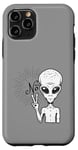 iPhone 11 Pro Funny and cute Grey Alien "No" V-Finger Gesture Case