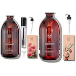 Bionoble Huile de Ricin Bio 500ml - 100% Pure, Naturelle et Pressée à Froid -Vegan Castor Oil - Bouteille en Verre + Pompe + Kit Mascara & Huile de Jojoba Bio 200ml - Vegan et Cruelty Free-Jojoba Oil