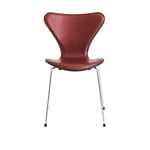 Fritz Hansen - 3107 Front Upholstered, Evergreen Coloured Ash, Chestnut Grace Leather, Chrome Base - Matstolar - Arne Jacobsen - Grön - Läder/Metall/Trä