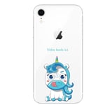 Coque Iphone XR licorne bleu personnalisee