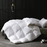 APSMILE Couette d'hiver 155x220, Couette en Plumes et Duvet d'oie 155x220 cm, Ultra-Soft Hotel Collection Comforter, Couette Naturelle Chaude pour lit 1 Personnes, 8 Onglets d'angle (Blanc)