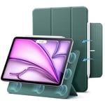 ESR Coque pour iPad Air 13 Pouces M2 (2024), iPad Pro 12.9(2022/2021), Fixation Magnétique Puissante, Coque Fine à Trois Volets, Support Pencil Pro/USB-C, Protection Durable, Série Rebound, Vert