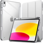 Coque Pour Ipad 10 (10.9 Pouces, Modèle 2022, 10ème Génération) Avec Porte-Stylet, Étui Housse Arrière Transparent Fin Support Antichoc Tablette (Argent)