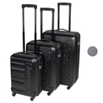 Slazenger Set Valise 3 Pièces - Lot avec Bagage Cabine, Grande Valise et Valise Soute - Valise Rigide avec Serrure à Combinaison de Code à 3 Chiffres - Noir