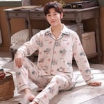 Homme Pyjama Set,Mode Automne Et Hiver Confortable Pyjamas En Coton Pur Pour Les Vêtements Pour Hommes Costumes Maison À Manches Longues Vêtements De Nuit Masculins Pantalon Pyjama Imprimé Mode D