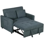 HOMCOM 2 Seater Sofa Bed Convertible Bed Settee with Cushions, Pockets, Grey