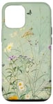 iPhone 14 Sage Green Boho Botanical Wildflowers Plants Case