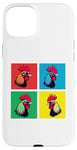 iPhone 15 Plus Colorful Cool Chicken Art, Crazy Chicken Rooster Family Case