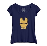 T-Shirt Femme Col Echancré Iron Man Masque Super Héros Bd Film Geek