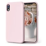 OIIAEE Coque iPhone XR, Coque en Liquide Silicone Conçue pour iPhone XR, Étui de Protection Antichoc Ultra Mince avec Doublure Douce en Microfibre Anti-Rayures, 6.1 Pouces,Rose Craie