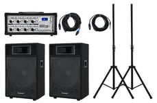 Pack Sono 800W Haut Parleurs 15" DJ PA Enceintes Pieds Table de Mixage Bluetooth