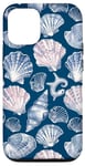 iPhone 14 Pro Pink Blue ink Seashell Starfish Ocean Beach Sea Case