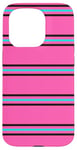 Coque pour iPhone 15 Pro Rose Bleu Noir Rayé Girly Esthétique Preppy Stripe