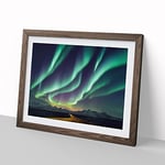 Enthralling Aurora Borealis H1022 Framed Print for Living Room Bedroom Home Office Décor, Wall Art Picture Ready to Hang, Walnut A2 Frame (64 x 46 cm)