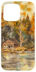 iPhone 15 Pro Max House By The Lake Peaceful Earth Brown Tones Yellow Dreams Case