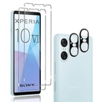 QULLOO 2+2 pièces Verre Trempé Compatible avec Sony Xperia 10 VI + Caméra Arrière Protecteur, 9H Dureté HD [Anti-Rayures,sans Bulles] Film Protection en écran pour Sony Xperia 10 VI