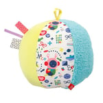 Fehn Balle d'activité en tissu Color Friends - Balle de jeu avec mélange de matériaux et clochettes - Balle en tissu pour bébé - Balle de préhension pour stimuler la motricité - Jouet pour bébés et