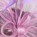 FHKGCD Wedding Holiday Mesh Sinamay Fascinator Hat For Women Three Feather Flower Party Church Tea Derby Fedora,Lavender,