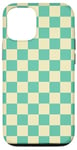 Coque pour iPhone 12/12 Pro Motif damier à carreaux vert et jaune