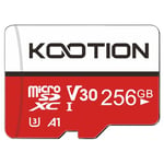 KOOTION 256GB Micro SD Card with UHS-I, U3, V30, A1, high Speed 100mb per Second TF Card 4K Recording Memory Card with Adapter