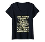 Womens Gone Fishing If Found Please Return to the Nearest River V-Neck T-Shirt