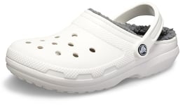 Crocs Unisex Classic Lined Clog, White Grey, 13 UK Men/ 14 UK Women