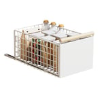 DongMaple Tiroir Coulissant Cuisine Pliable Sans Perçage ni Clouage, Coulisse Tiroir Rangement et Organisation de Cuisine Fixé Avec Film Adhésif, Coulissant Rangement Armoire Cuisine, Blanc Grande