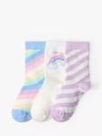 Lindex Kids' Rainbow Candy Stripe Socks, Pack of 3, Off White/Multi