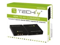 Techly - Video Adapter - Power Dc Jack, Hdmi Hunn Til Rca X 3 Hunn - Svart - 1080P-Støtte