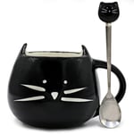 DUKAILIN Espresso Cups Ceramic Cup with Spoon Coffee Tea Milk Animal Cup with Handle 500Ml Beverage Cat Cup | Cup with Spoon