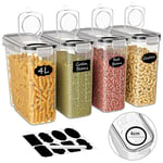 Withosent 4L Boite Rangement Cuisine Lot de 4, Boîte Hermetiques Alimentaires en Plastique, Boite de Conservation Alimentaire Cuisine, Boite Cereales Pâtes Farine