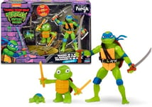 TORTUGAS NINJA Leonardo Pack d'évolution Comprenant Une Tortue pré-Mutation, Une Figurine de Base et Leonardo transformé, Un Liquide OOZE Qui Fait Briller Les Figurines, pour Enfants de 4 Ans +,