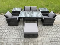 5 Seater PE Wicker Outdoor Garden Furniture Set Patio Furniture Rattan Rectangular Dining Table