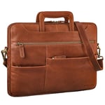 STILORD 'Farleigh' Pochette Ordinateur 15.6 Pouces Cuir Porte-Documents Étroite Sac de Travail Homme Housse Pc Portable en Cuir Veritable, Couleur:maraska - marron