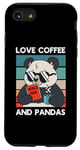 Coque pour iPhone SE (2020) / 7 / 8 Ours panda amusant buvant du café vintage coucher de soleil