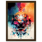 Artery8 Abstract Geometric Spectral Prism Kaleidoscope Colour Light Shapes Modern Watercolour Illustration Artwork Framed A3 Wall Art Print